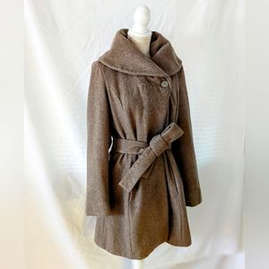 Taupe Shawl Collared Wool Jacket - Size Medium